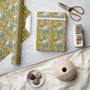 Papel De Presente Native Bush Blooms Mostard Amarelo