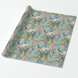 Papel De Presente Native Bush Blooms Summer Blue