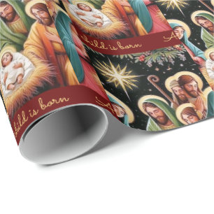 Papel De Presente Natividade Natal Jesus, Uma Criança É Nascer