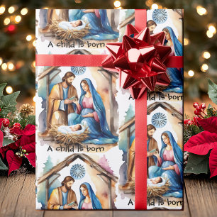 Papel De Presente Natividade Natal Jesus, Uma Criança É Nascer