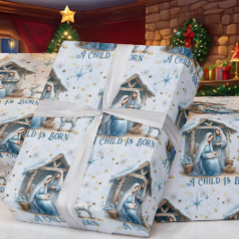 Papel De Presente Natividade Personalizar Texto Menino Jesus Natal