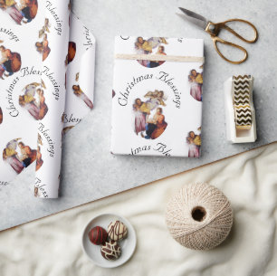 Papel De Presente Natividade Vintage Personalizável