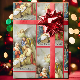 Papel De Presente Nativity Holy Family Add Your Text Christmas Gift