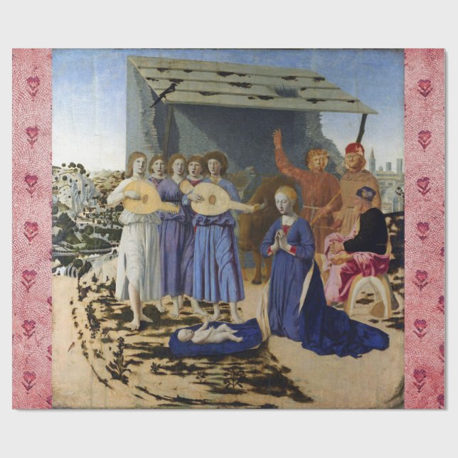 Papel De Presente NATIVITY OF JESUS, ANGELS by PIERO DELLA FRANCESCA (Aberto)