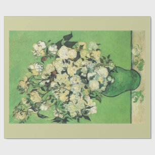 Papel De Presente Natureza-morta - Rosas Cor-de-Rosa em um Vaso, Van