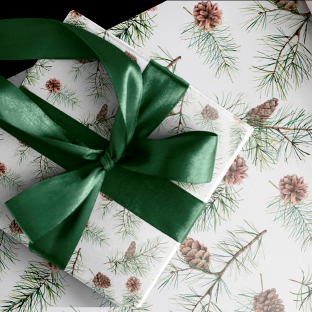 Papel De Presente Natureza - Pine Cones e Ramais de Natal (Criador carregado)