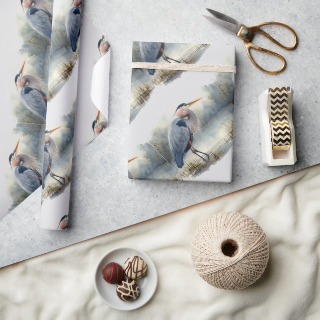 Papel De Presente Natureza selvagem das aves de Excelente azul-héron (Artesanato)