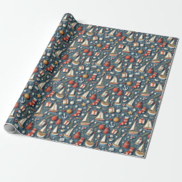 Papel De Presente Nautical Christmas Gift Wrapping Paper 
