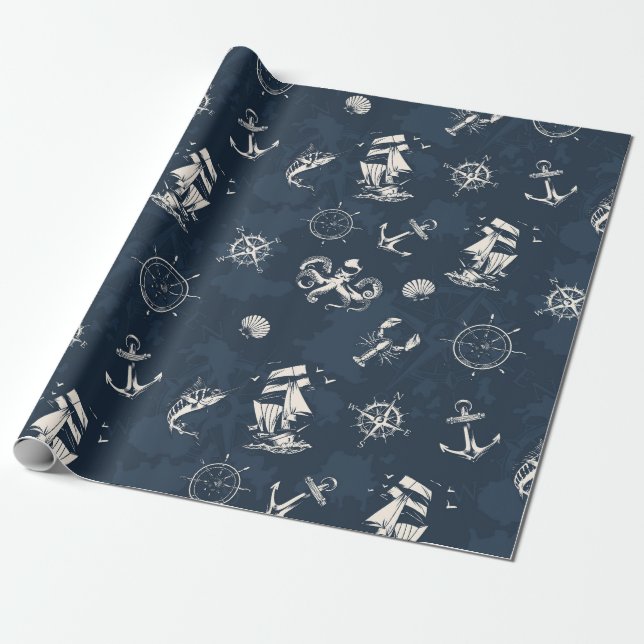 Papel De Presente Náutico (Desenrolado)