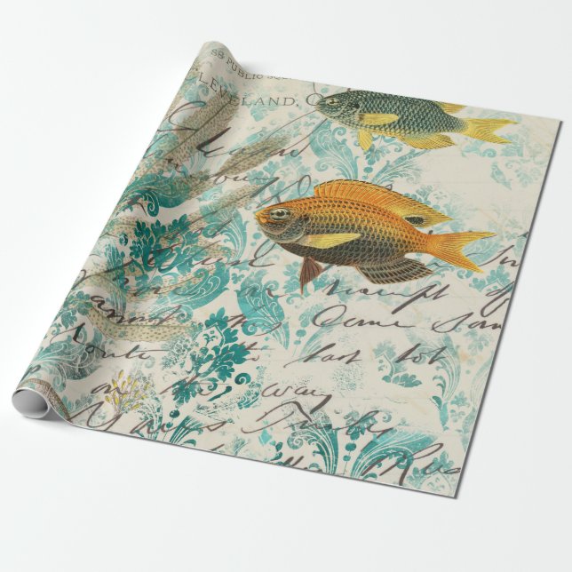 Papel De Presente Náutico Vintage (Desenrolado)