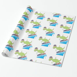 Papel De Presente Navegação no Dinossauro da Bandeira Americana