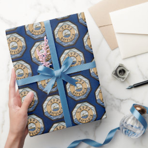 Papel De Presente Navio a vapor vintage com aniversário de argola de