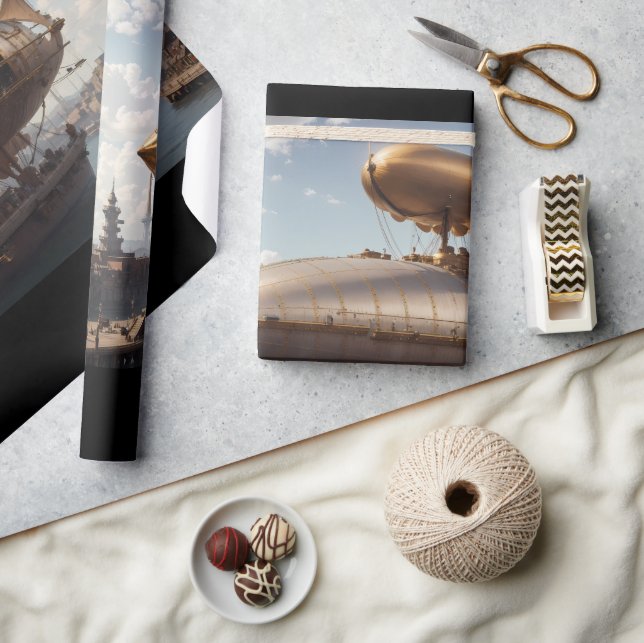 Papel De Presente Navio Steampunk em Landing (Artesanato)
