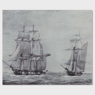 Papel De Presente Navios Gráficos de Arte Fina Oceanic Trek