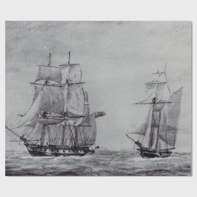 Papel De Presente Navios Gráficos de Arte Fina Oceanic Trek (Aberto)