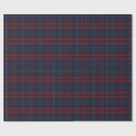 Papel De Presente Navy Blue and Burgundy Plaid Wrapping Paper