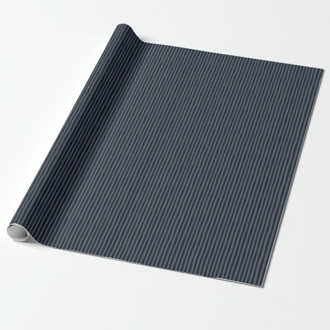 Papel De Presente Navy Blue & Dark Gray Wonky Stripes (Desenrolado)