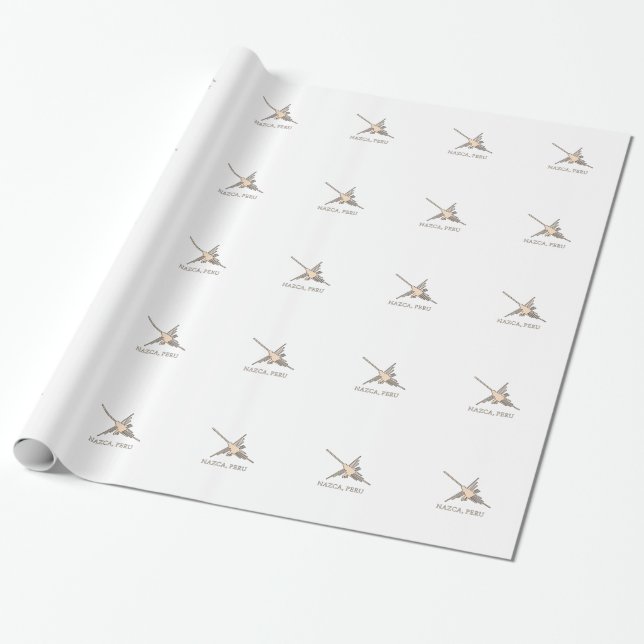Papel De Presente Nazca Hummingbird Geoglyph Newsprint (Desenrolado)