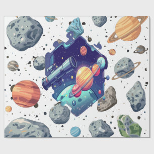 Papel De Presente Nebula Intergaláctica Dobra Branca