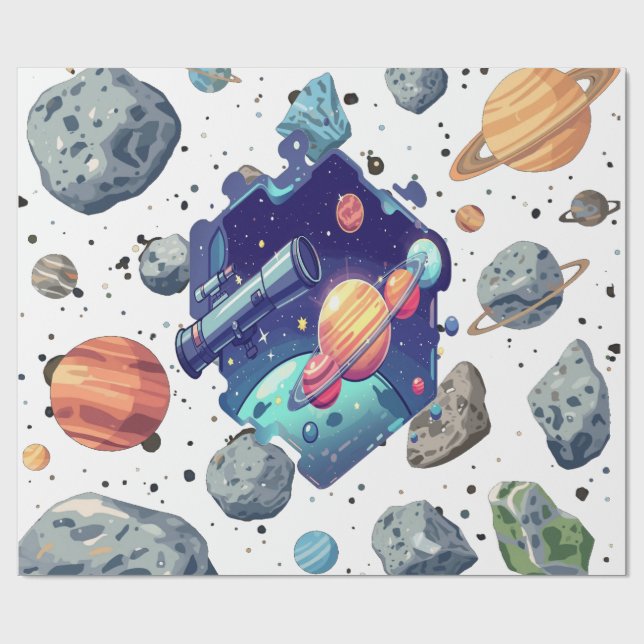 Papel De Presente Nebula Intergaláctica Dobra Branca (Aberto)