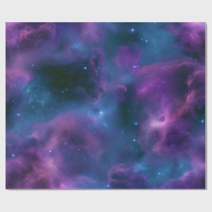 Papel De Presente Nebulosa Cósmica Colorida