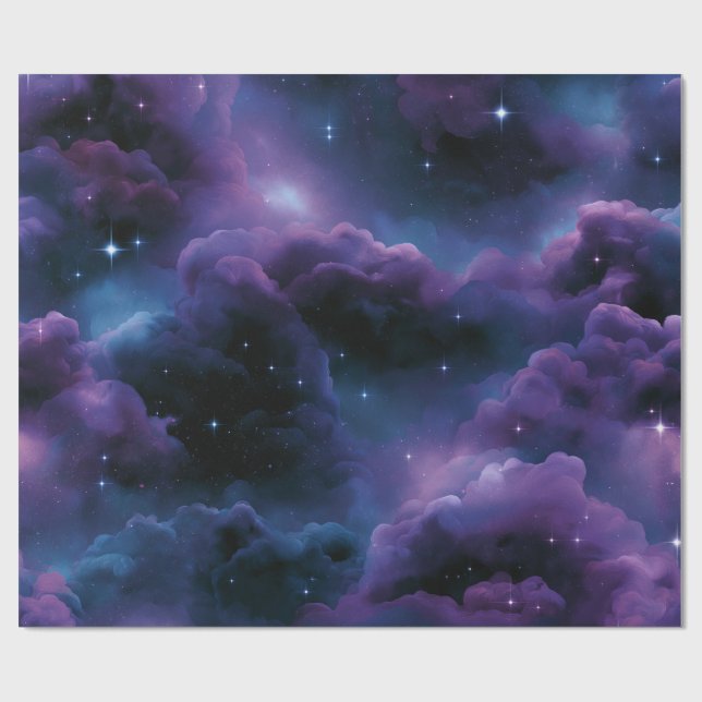 Papel De Presente Nebulosa Cósmica Colorida (Aberto)