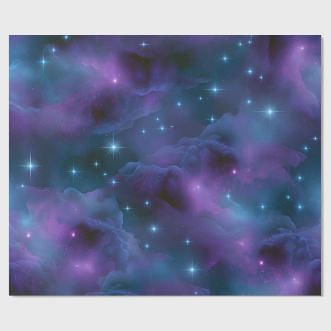 Papel De Presente Nebulosa Cósmica Colorida (Aberto)