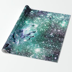 Papel De Presente Nebulosa da Águia Azul Hortênsia Azul-Periwinkle