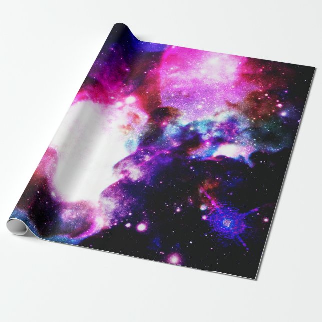 Papel De Presente Nebulosa da Galáxia Rosa Roxa (Desenrolado)
