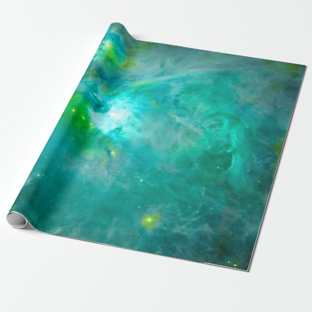 Papel De Presente Nebulosa de Órion Aqua Verde-água (Desenrolado)