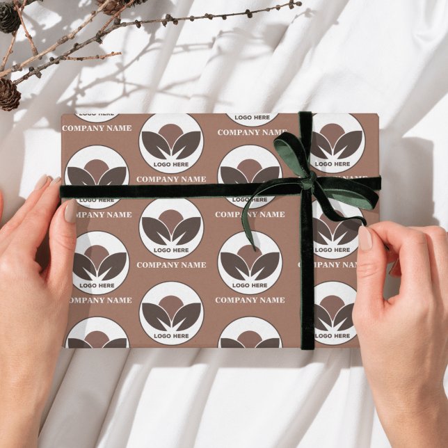 Papel De Presente Negócios de Logo Personalizado | Mocha Mousse (Custom Logo Business | Mocha Mousse Wrapping Paper)