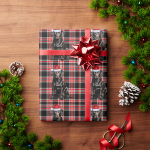 Papel De Presente Negra Cachorro Vermelho e Preto, Natal Padrão