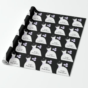 Papel De Presente Negra Chá de panela Roxo de Casamento