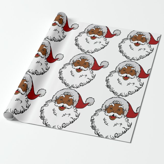 Papel De Presente negro africano santa claus (Desenrolado)
