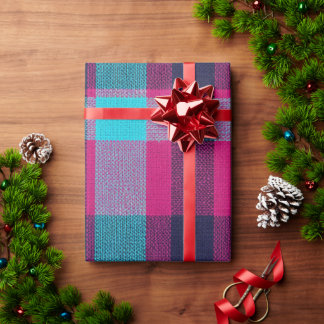 Papel De Presente Neo-Fuchsia Plaid Giftwrap