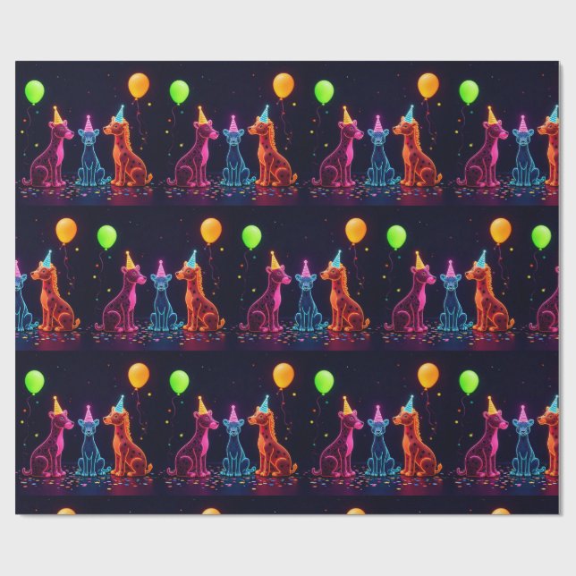 Papel De Presente Neon Animal Themed Wrap (Aberto)