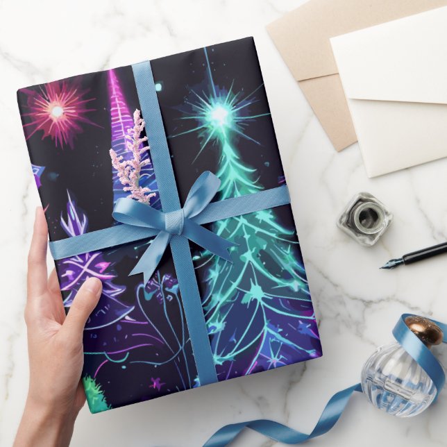 Papel De Presente Neon Christmas (Presentear)