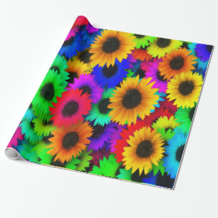 Papel De Presente Neon Colors Sunflower Large Impressão