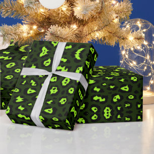Papel De Presente neon de impressão na moda-leopardo chartreuse verd