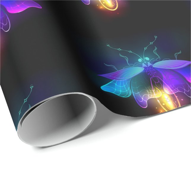 Papel De Presente Neon Firefly a preto (Ponta do rolo)