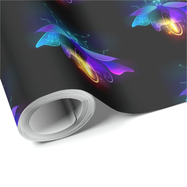 Papel De Presente Neon Firefly a preto (Ponta do rolo)