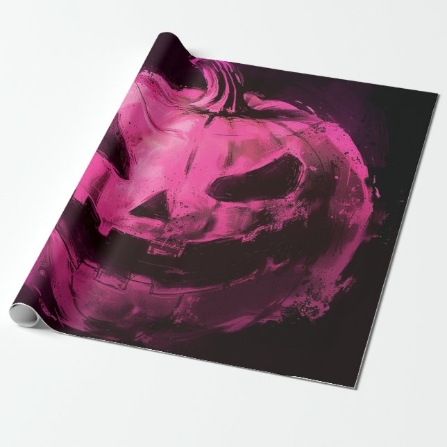Papel De Presente Neon Fluid Pour Jack o lanterna Pumpkin (Desenrolado)