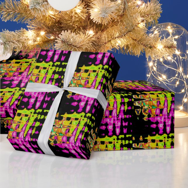 Papel De Presente Neon Glitch Abstrato Art Impressão (Feriados)