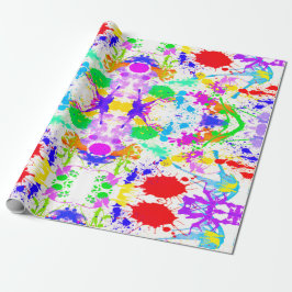 Papel De Presente Neon Glow no Splatter de Tinta Escura