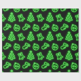 Papel De Presente Neon Green Christmas sobre preto