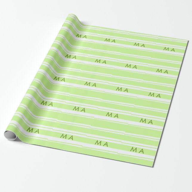 Papel De Presente Neon green stripes monograma com letra grega (Desenrolado)