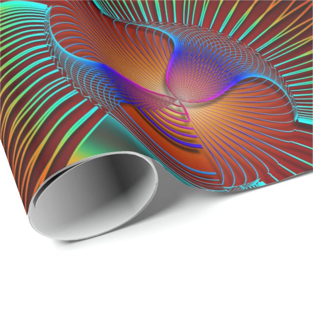 Papel De Presente Neon Lines e Swirls (Ponta do rolo)