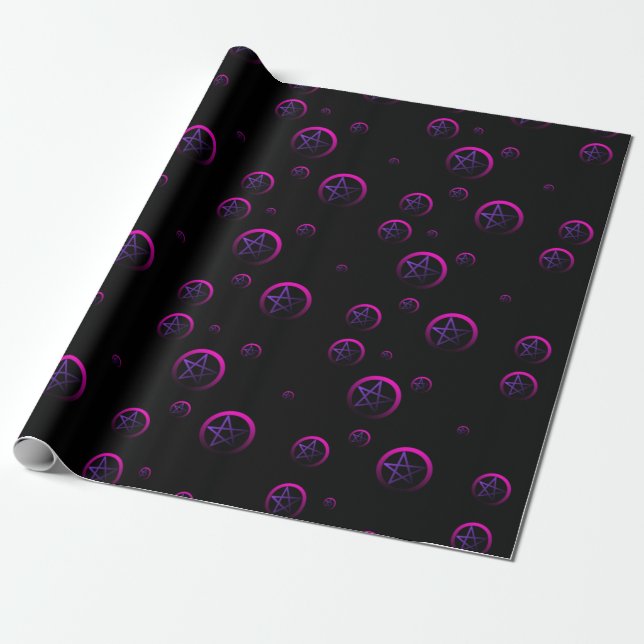 Papel De Presente Neon Pentacle Witchy WrapPaper (Desenrolado)