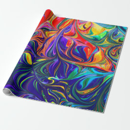 Papel De Presente Neon Psychedelic Swirls