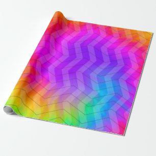 Papel De Presente Neon Rainbow Herringbone Gift Bag